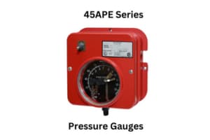Red 45APE Series pressure gauge displaying measurement indicators for accurate pressure assessment